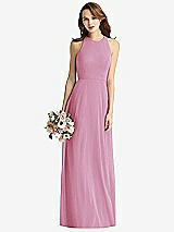 Front View Thumbnail - Powder Pink Sleeveless Halter Chiffon Maxi Dress