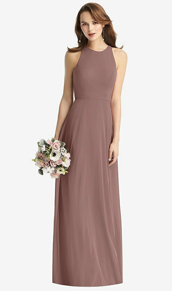 Front View - Sienna Sleeveless Halter Chiffon Maxi Dress