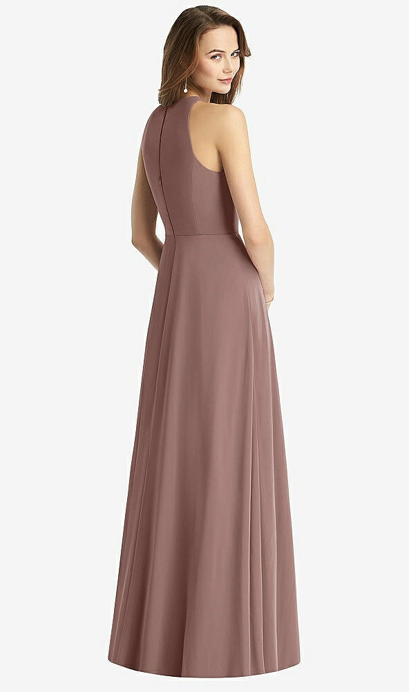 Back View - Sienna Sleeveless Halter Chiffon Maxi Dress