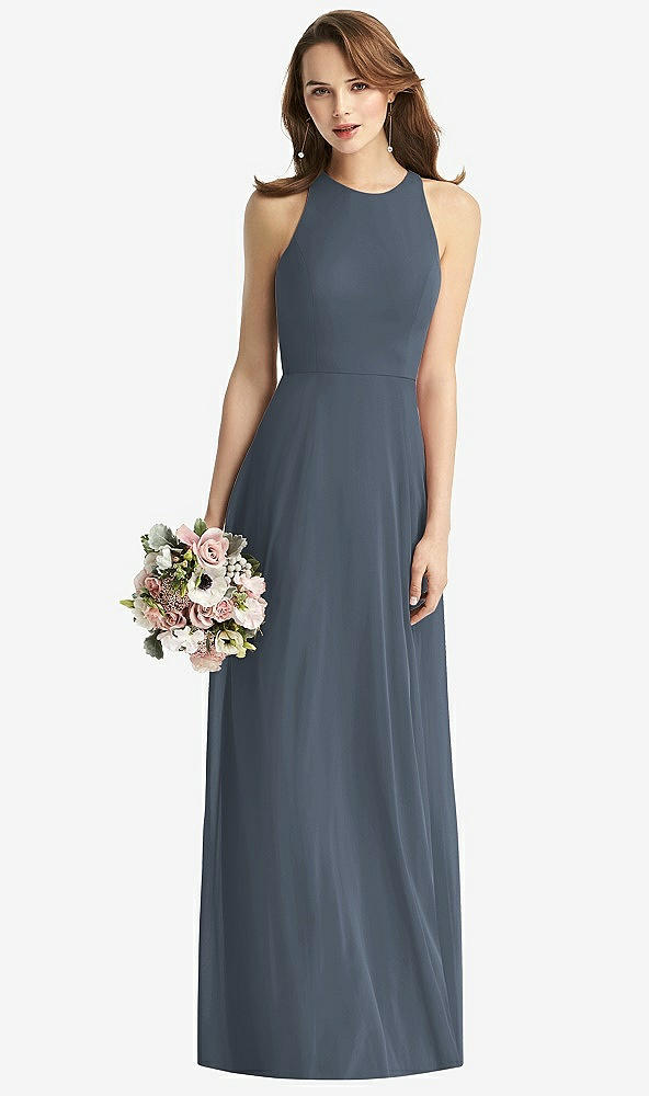 Front View - Silverstone Sleeveless Halter Chiffon Maxi Dress