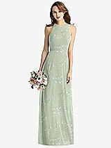 Front View Thumbnail - Vintage Primrose Sage Sleeveless Halter Chiffon Maxi Dress