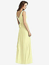 Rear View Thumbnail - Butter Yellow Sleeveless V-Neck Chiffon Wrap Dress