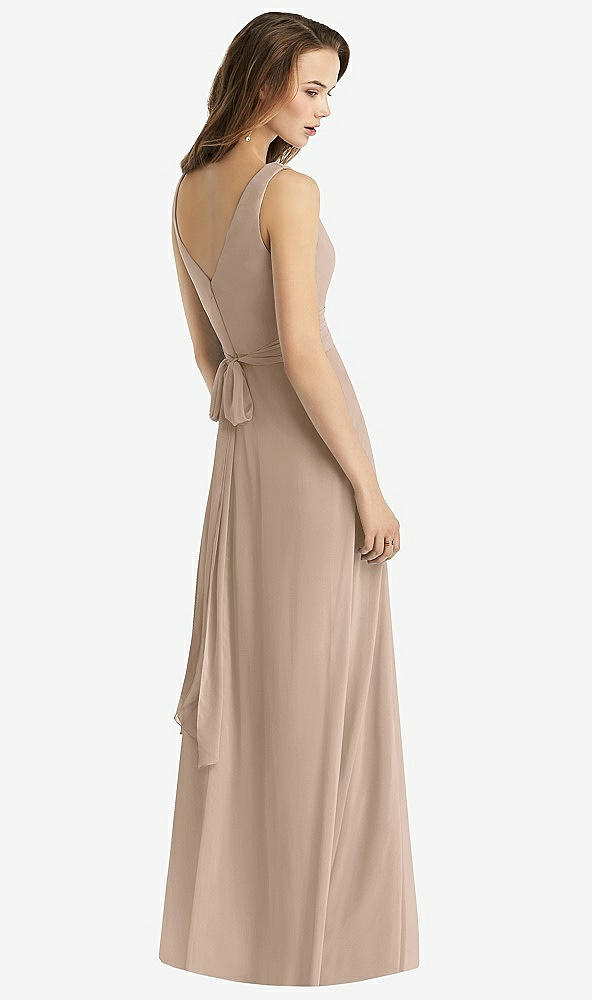 Back View - Topaz Sleeveless V-Neck Chiffon Wrap Dress