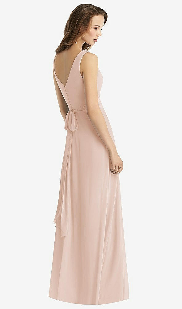 Back View - Cameo Sleeveless V-Neck Chiffon Wrap Dress