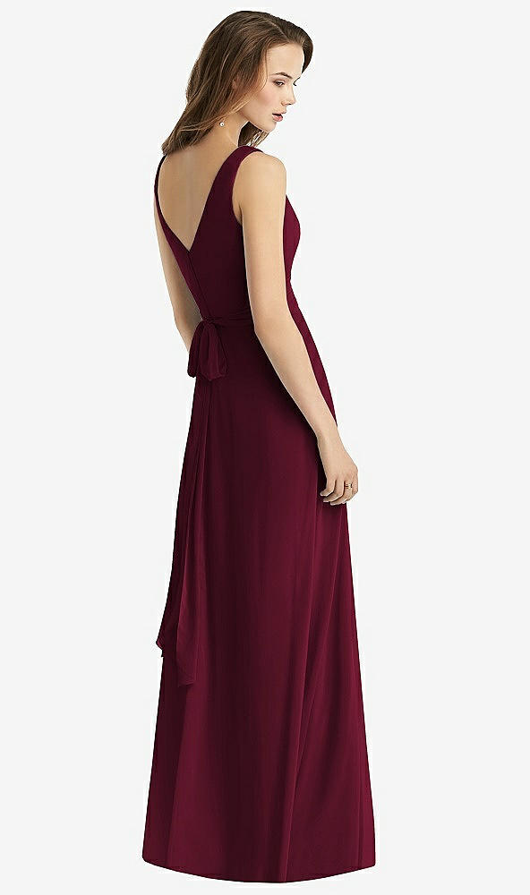 Back View - Cabernet Sleeveless V-Neck Chiffon Wrap Dress