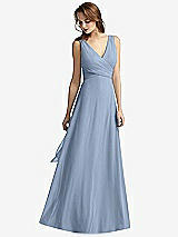 Front View Thumbnail - Cloudy Sleeveless V-Neck Chiffon Wrap Dress