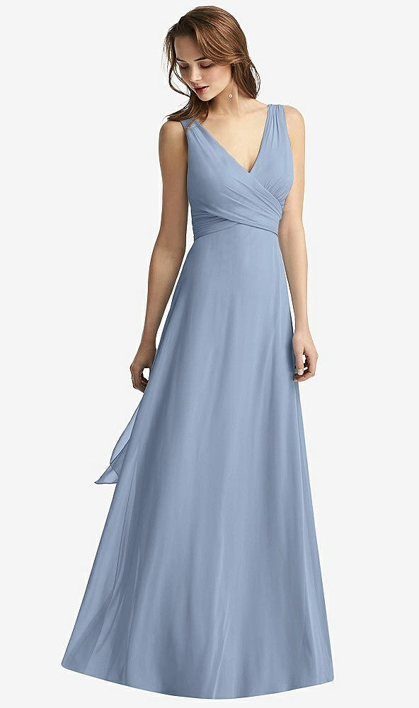 Front View - Cloudy Sleeveless V-Neck Chiffon Wrap Dress