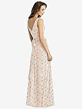 Rear View Thumbnail - Coquette Floral Print Sleeveless V-Neck Chiffon Wrap Dress