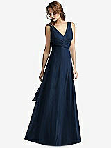 Front View Thumbnail - Midnight Navy Sleeveless V-Neck Chiffon Wrap Dress