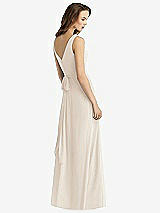 Rear View Thumbnail - Oat Sleeveless V-Neck Chiffon Wrap Dress