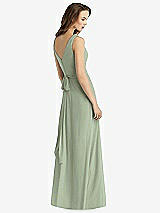 Rear View Thumbnail - Sage Sleeveless V-Neck Chiffon Wrap Dress