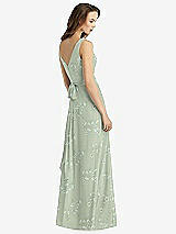 Rear View Thumbnail - Vintage Primrose Sage Sleeveless V-Neck Chiffon Wrap Dress