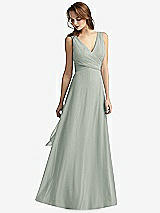 Front View Thumbnail - Willow Green Sleeveless V-Neck Chiffon Wrap Dress