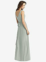 Rear View Thumbnail - Willow Green Sleeveless V-Neck Chiffon Wrap Dress