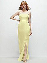 Front View Thumbnail - Butter Yellow Tie-Back Cutout Trumpet Gown with Front Slit