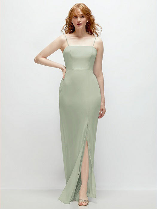 Tie-Back Cutout Trumpet Gown with Front Slit