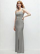 Rear View Thumbnail - Chelsea Gray Tie-Back Cutout Trumpet Gown with Front Slit