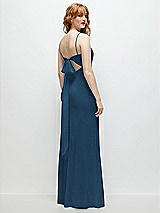 Alt View 1 Thumbnail - Dusk Blue Tie-Back Cutout Trumpet Gown with Front Slit