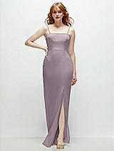 Front View Thumbnail - Lilac Dusk Tie-Back Cutout Trumpet Gown with Front Slit