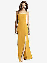 Alt View 2 Thumbnail - NYC Yellow Tie-Back Cutout Trumpet Gown with Front Slit