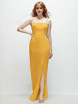 Front View Thumbnail - NYC Yellow Tie-Back Cutout Trumpet Gown with Front Slit