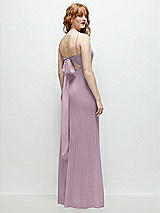 Alt View 1 Thumbnail - Suede Rose Tie-Back Cutout Trumpet Gown with Front Slit