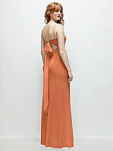 Alt View 1 Thumbnail - Sweet Melon Tie-Back Cutout Trumpet Gown with Front Slit