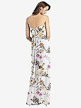 Rear View Thumbnail - Butterfly Botanica Ivory Tie-Back Cutout Trumpet Gown with Front Slit