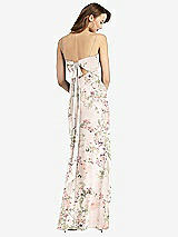 Rear View Thumbnail - Blush Garden Tie-Back Cutout Trumpet Gown with Front Slit