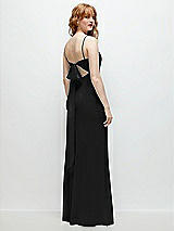 Alt View 1 Thumbnail - Black Tie-Back Cutout Trumpet Gown with Front Slit