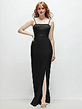 Front View Thumbnail - Black Tie-Back Cutout Trumpet Gown with Front Slit