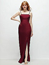 Front View Thumbnail - Burgundy Tie-Back Cutout Trumpet Gown with Front Slit