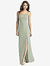 Alt View 2 Thumbnail - Celadon Tie-Back Cutout Trumpet Gown with Front Slit