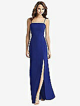 Alt View 2 Thumbnail - Cobalt Blue Tie-Back Cutout Trumpet Gown with Front Slit