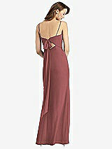 Alt View 3 Thumbnail - English Rose Tie-Back Cutout Trumpet Gown with Front Slit