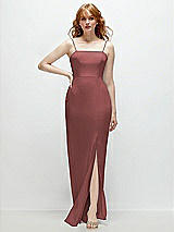 Front View Thumbnail - English Rose Tie-Back Cutout Trumpet Gown with Front Slit