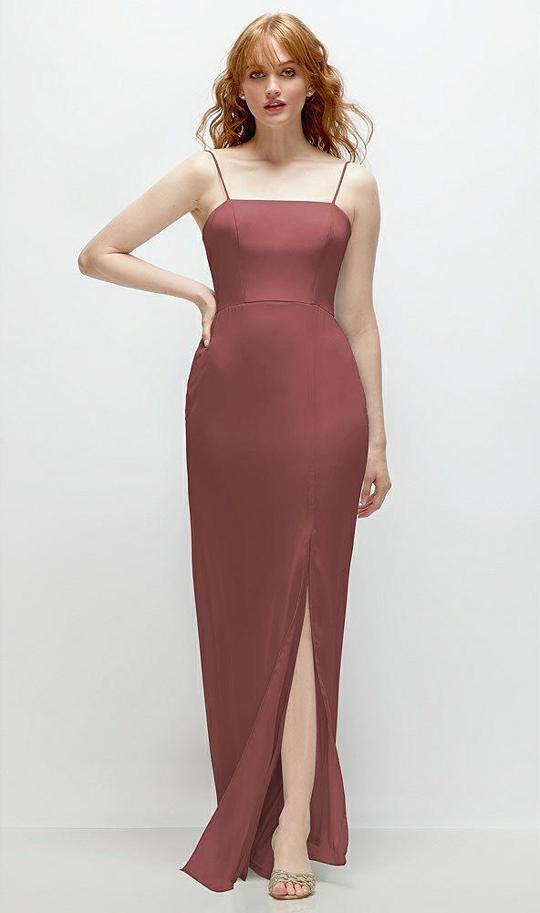 Front View - English Rose Tie-Back Cutout Trumpet Gown with Front Slit