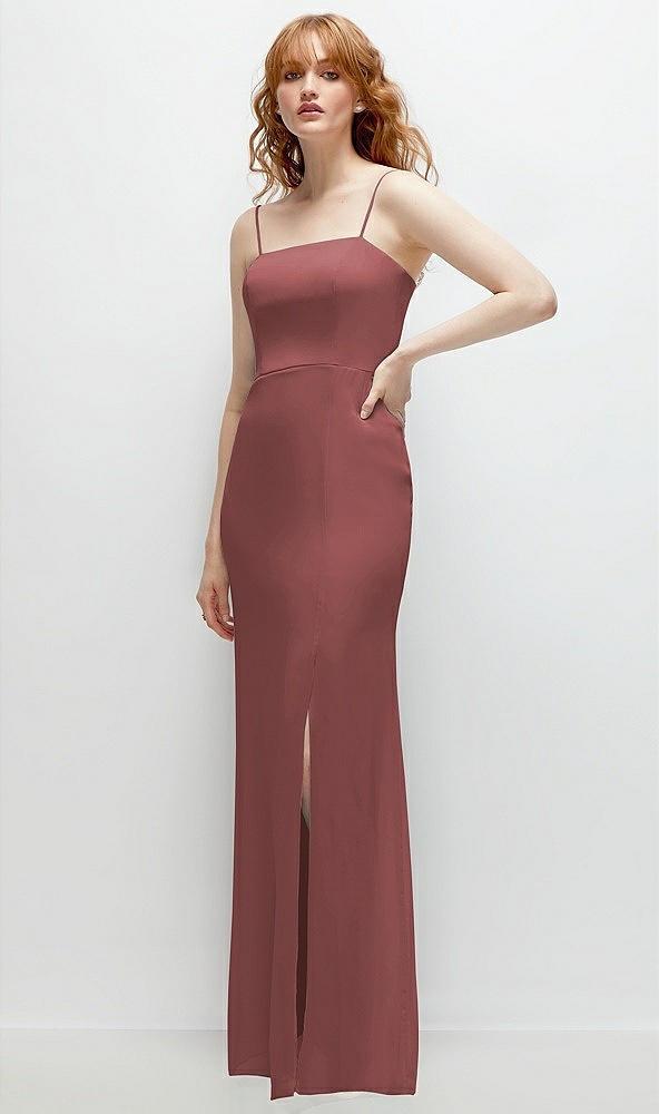 Back View - English Rose Tie-Back Cutout Trumpet Gown with Front Slit