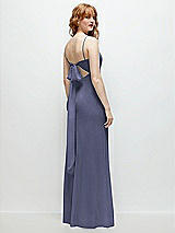 Alt View 1 Thumbnail - French Blue Tie-Back Cutout Trumpet Gown with Front Slit