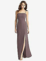 Alt View 2 Thumbnail - French Truffle Tie-Back Cutout Trumpet Gown with Front Slit