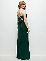 Alt View 1 Thumbnail - Hunter Green Tie-Back Cutout Trumpet Gown with Front Slit