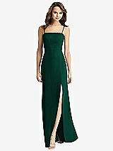 Alt View 2 Thumbnail - Hunter Green Tie-Back Cutout Trumpet Gown with Front Slit