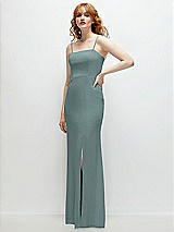 Rear View Thumbnail - Icelandic Tie-Back Cutout Trumpet Gown with Front Slit