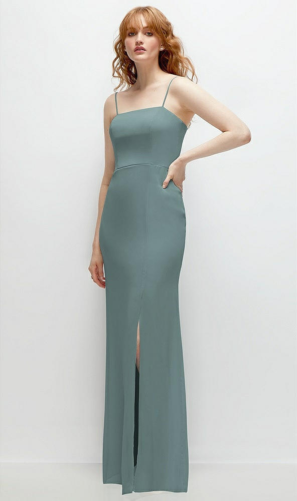 Back View - Icelandic Tie-Back Cutout Trumpet Gown with Front Slit