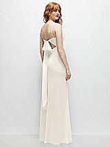 Alt View 1 Thumbnail - Ivory Tie-Back Cutout Trumpet Gown with Front Slit