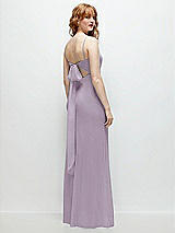 Alt View 1 Thumbnail - Lilac Haze Tie-Back Cutout Trumpet Gown with Front Slit