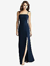 Alt View 2 Thumbnail - Midnight Navy Tie-Back Cutout Trumpet Gown with Front Slit