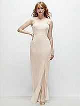 Front View Thumbnail - Oat Tie-Back Cutout Trumpet Gown with Front Slit