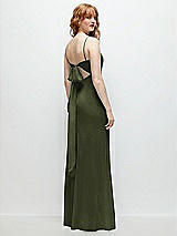 Alt View 1 Thumbnail - Olive Green Tie-Back Cutout Trumpet Gown with Front Slit