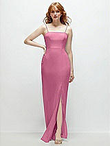 Front View Thumbnail - Orchid Pink Tie-Back Cutout Trumpet Gown with Front Slit